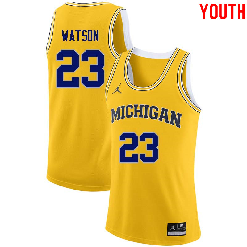 Youth #23 Ibi Watson Michigan Wolverines College Basketball Jerseys Sale-Yellow